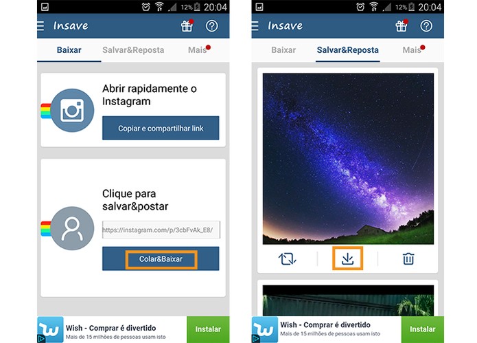 Baixe a foto ou vídeo para seu Android (Foto: Reprodução/Barbara Mannara)