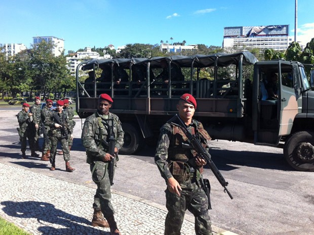 Tropa reforça a segurança para a Rio+20 (Foto: Janaína Carvalho / G1)