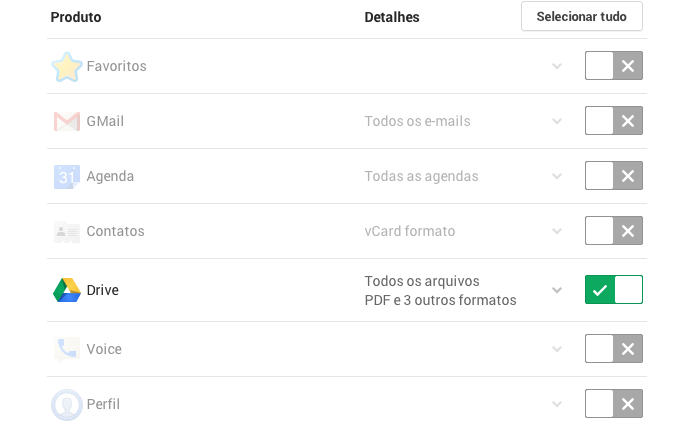 Selecione somente o Google Drive (Foto: Reprodução/Paulo Alves)