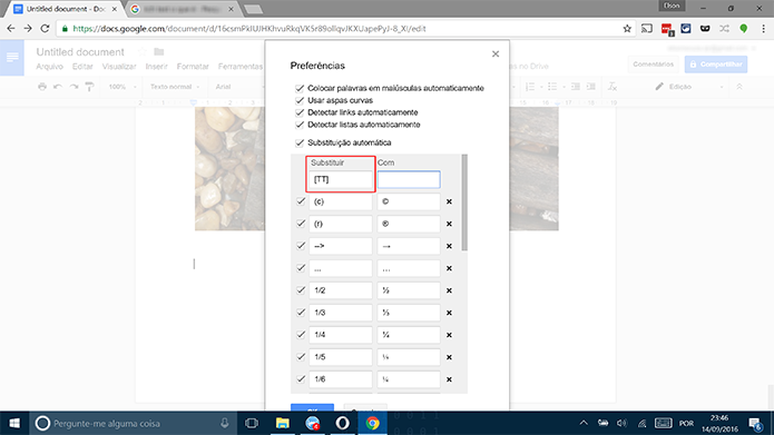 Digite um código que será substituído por palavras ou termos (Foto: Reprodução/Elson de Souza)