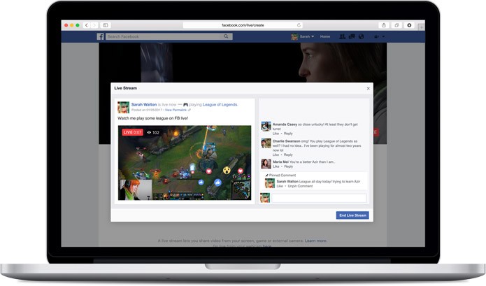 Agora, além de uma Página, também é possível transmitir gameplay diretamente no seu perfil pessoal (Foto: Divulgação/Facebook)
