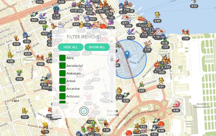 FastPokeMap mostra onde os Pokémon estão e por quanto tempo continuarão lá (Foto: Reprodução/FastPokeMap) FastPokeMap mostra onde os Pokémon estão e por quanto tempo continuarão lá (Foto: Reprodução/FastPokeMap)