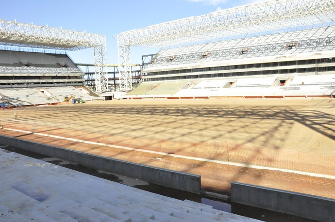 Arena Pantanal plantio do gramado preparação novembro 2013 (Foto: Robson Boamorte)