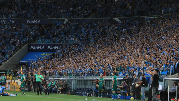 Torcida e Renato reclamam de falta  (Foto: Diego Guichard)