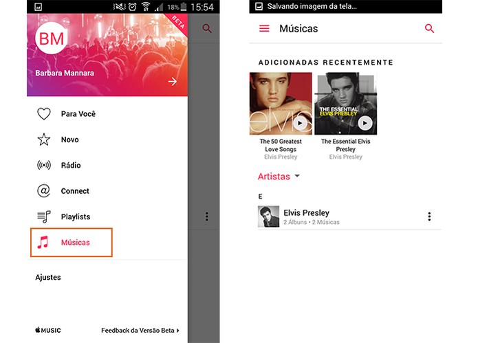 Veja a lista de músicas adicionadas recentemente no serviço pelo usuário (Foto: Reprodução/Barbara Mannara)