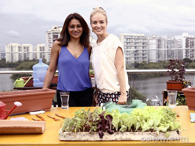Angélica e Dira Paes visitam telhado verde  (Foto: TV Globo/Inácio Moraes)