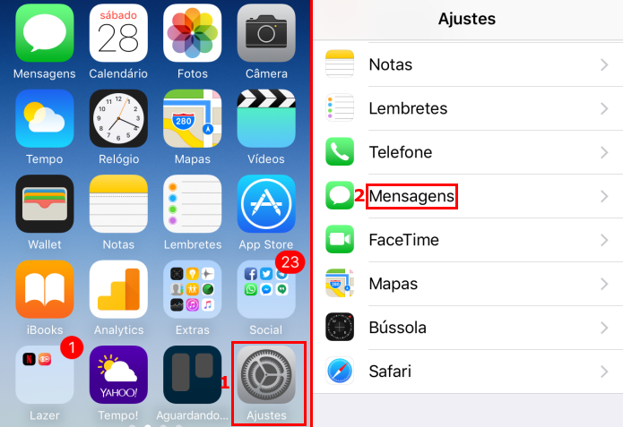 Acessando as configurações do iMessage no iOS (Foto: Reprodução/Edivaldo Brito)