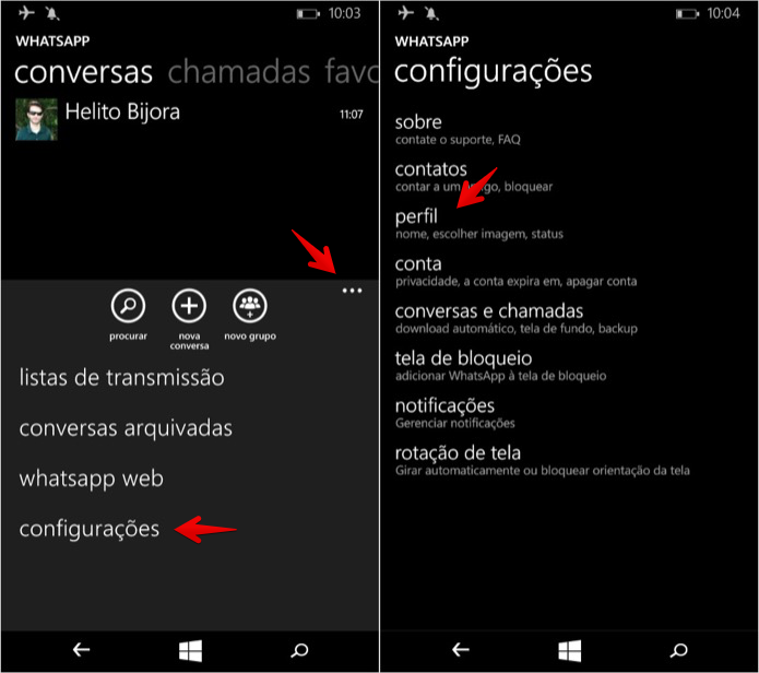 Acesse as configurações de perfil (Foto: Reprodução/Helito Bijora) Acesse as configurações de perfil (Foto: Reprodução/Helito Bijora)
