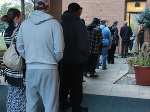 Eleitores fazem fila para votar na Pensilvânia (Foto: Aline Barros/Especial para o G1)