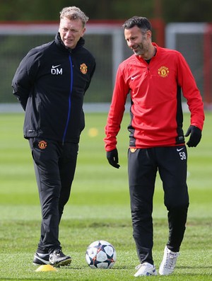 Ryan Giggs e David Moyes, treino Manchester United (Foto: Getty Images)
