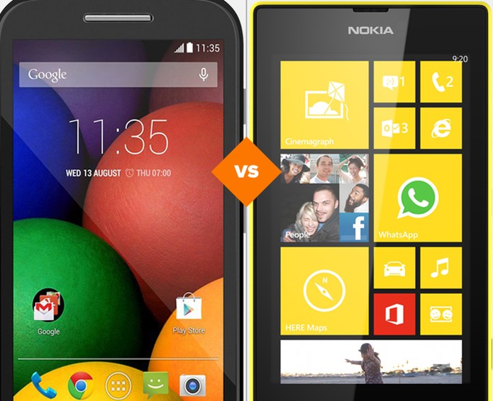 Moto E ou Lumia 520? Veja qual smartphone leva a melhor neste comparativo da semana (Foto: Arte/TechTudo)