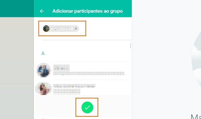 Selecione até 100 contatos no WhatsApp para adicionar no grupo pelo PC e conclua (Foto: Reprodução/Barbara Mannara)