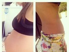 Joana Balaguer mostra antes e depois do abdômen após a gravidez