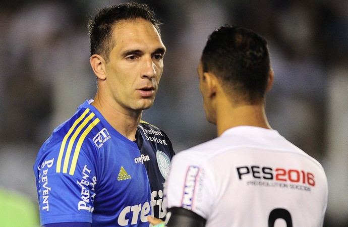 Fernando Prass e Ricardo Oliveira - Santos x Palmeiras (Foto: Marcos Ribolli)