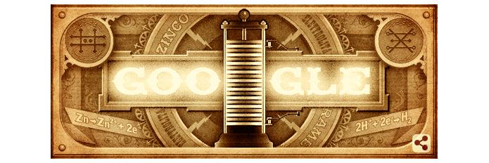 Alessandro Volta recebe homenagem no Doodle do Google (Foto: Reprodução/Google)