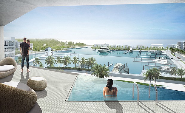 Cada varanda terá a sua piscina em novo projeto nas Bahamas (Foto: Divulgação)