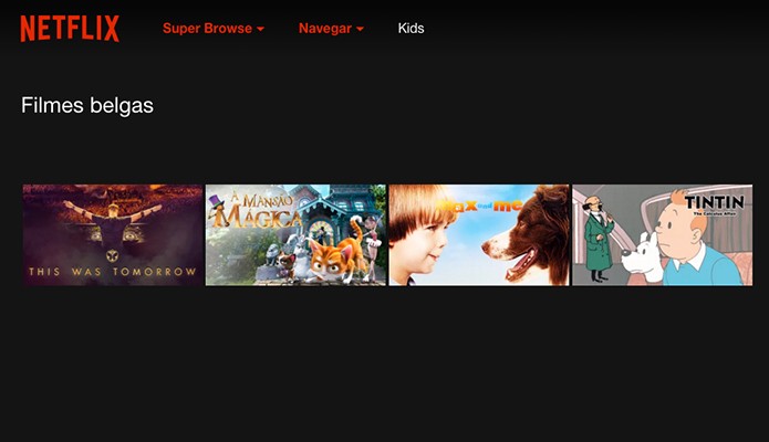 Categoria Filmes Belgas no Netflix, acessada a partir do Super Browser (Foto: Reprodução/Alessandro Junior)