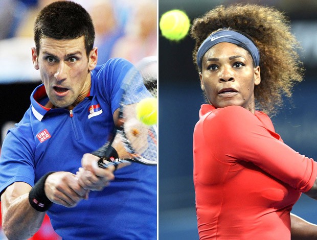 Montagem, Djokovic e Serena Williams (Foto: Editoria de Arte / Globoesporte.com)