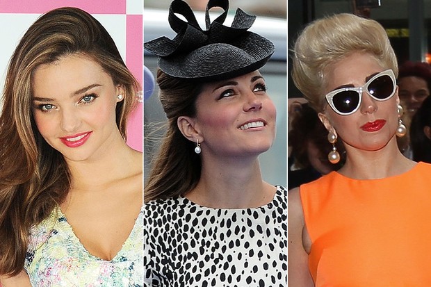 Jóias com pérolas - Miranda Kerr, Kate Middleton e Lady Gaga (Foto: Getty Images) Jóias com pérolas - Miranda Kerr, Kate Middleton e Lady Gaga (Foto: Getty Images)