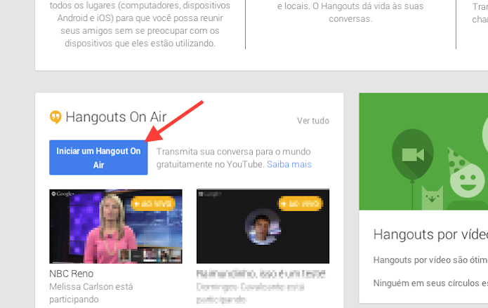 Iniciando a configuração de um novo Hangouts on Air do Google (Foto: Reprodução/Marvin Costa)