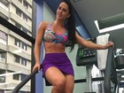 Graciele Lacerda exibe belas pernas e cinturinha fininha após treino matinal