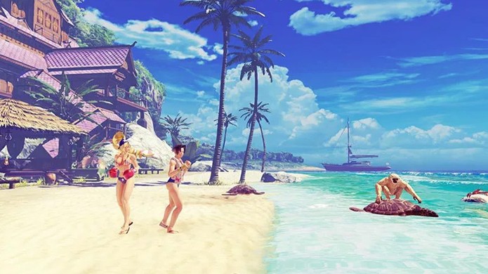 O estágio Kanzuki Family Private Beach traz a praia particular de Karin para Street Fighter 5 (Foto: Reprodução/The Fanboy SEO)