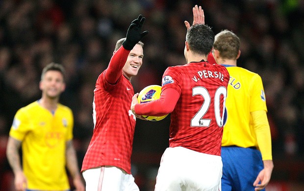 Rooney comemora gol do Manchester United sobre o Southampton (Foto: AP)