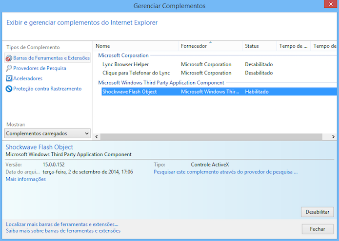 Desativando extensões do IE (Foto: Reprodução/Helito Bijora)