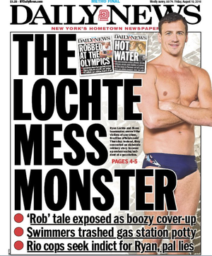 Capa jornal Lochte (Foto: Reprodução / Daily News)