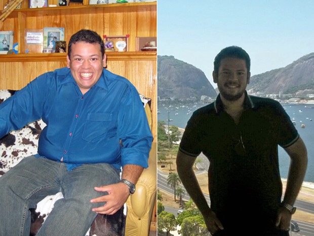 Após tentar diversas dietas radicais, ele finalmente conseguiu manter o peso; fotos mostram antes e depois (Foto: Arquivo pessoal/Salomão Cunha Lima)