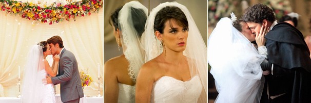 Bianca Bin já se vestiu de noiva outras três vezes, mas se casou apenas em Passione (2010); em Guerra dos Sexo (2012), foi desmascarada; e, em Cordel Encantado (2011), deixou um príncipe no altar (Foto: CEDOC Globo)