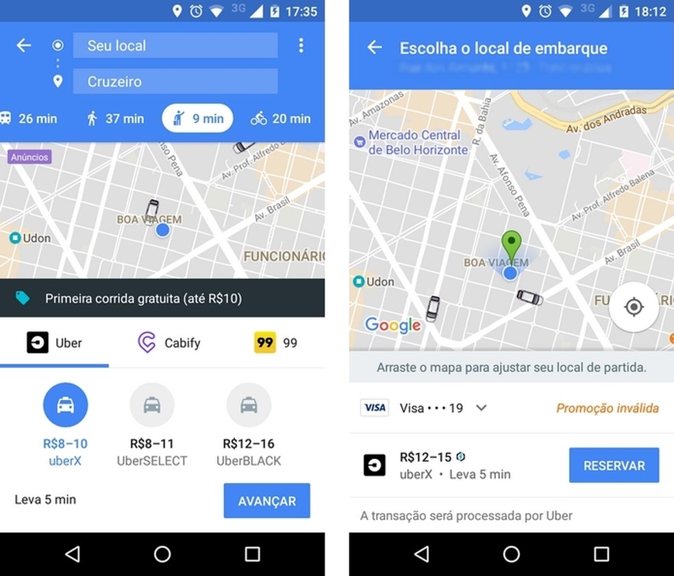 Google Maps pode solicitar carro do Uber sem app instalado no Android ou iPhone (Foto: Reprodução/Raquel Freire)