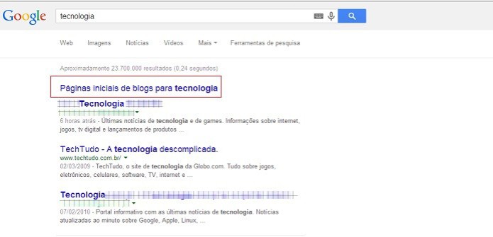Clique em para ver o resultado desejado na busca refinada do Google (Foto: Reprodução/Taysa Coelho) Clique em para ver o resultado desejado na busca refinada do Google (Foto: Reprodução/Taysa Coelho)