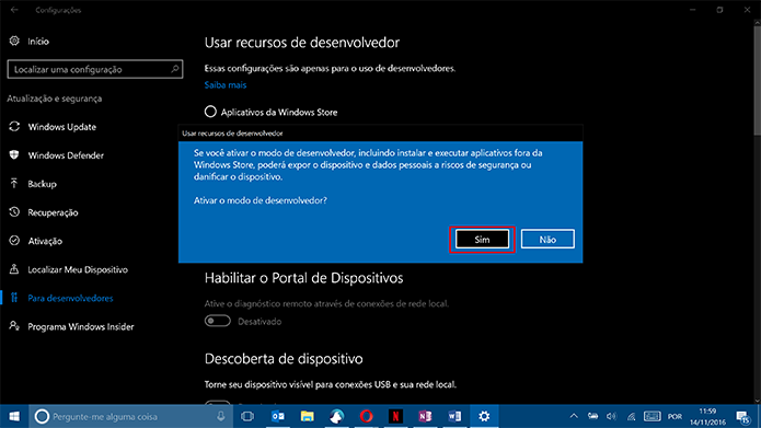 Confirme a ativação do Modo de Desenvolvedor para liberar a instalação do Paint 3D (Foto: Reprodução/Elson de Souza)