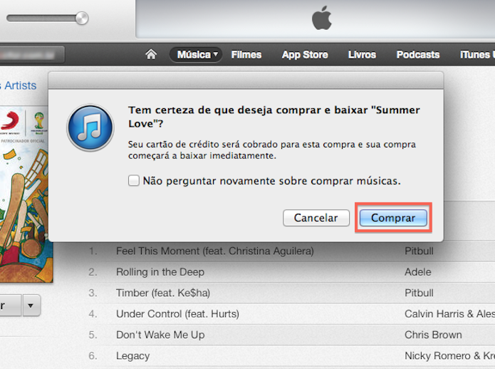 Confirmando uma compra na iTunes Store (Foto: Reprodução/Marvin Costa)