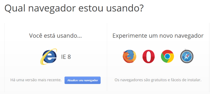 Exemplo de navegador desatualizado (Foto: Reprodução/Helito Bijora)