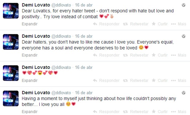 Demi Lovato manda mensagem para fãs e críticos (Foto: Reprodução/Twitter)