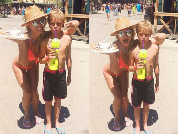 Britney Spears e os filho caçula, Jayden, em parque aquático em Los Angeles, nos Estados Unidos (Foto: Instagram/ Reprodução)