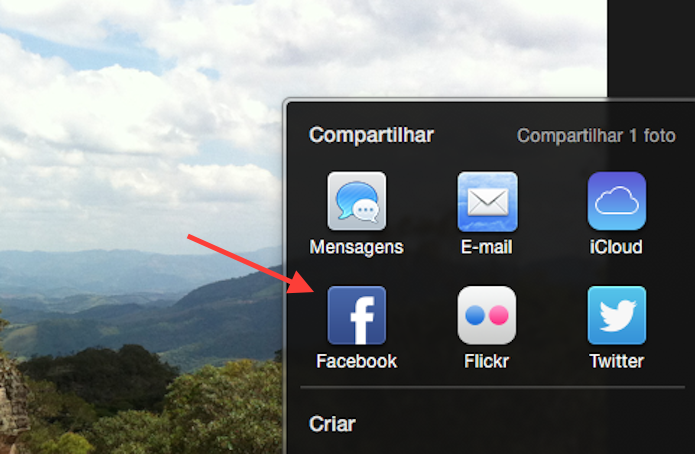 Definindo o compartilhamento com o Facebook (Foto: Reprodução/Marvin Costa)