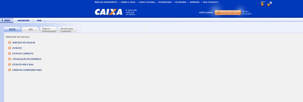 site caixa fgts (Foto: Reprodução)