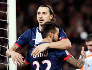 Ibrahimovic e Lavezzi PSG x Valenciennes (Foto: AFP)