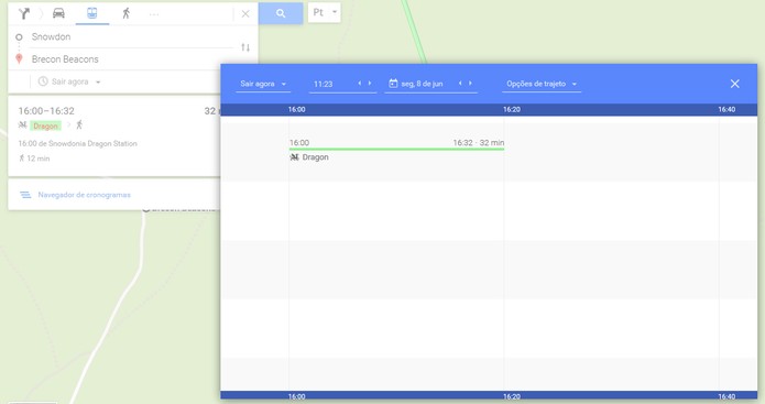 Tempo e horário para o percurso com dragões do Google Maps (Foto: Reprodução/Barbara Mannara)