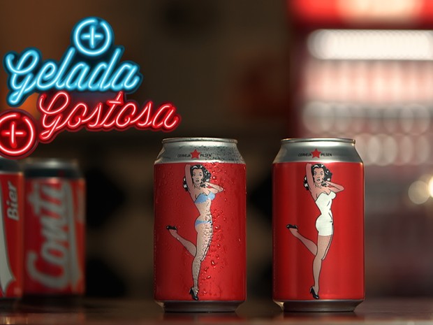 Conti Bier lança lata com pin-up que troca vestido por biquíni para avisar que cerveja está gelada (Foto: Divulgação) Conti Bier lança lata com pin-up que troca vestido por biquíni para avisar que cerveja está gelada (Foto: Divulgação)