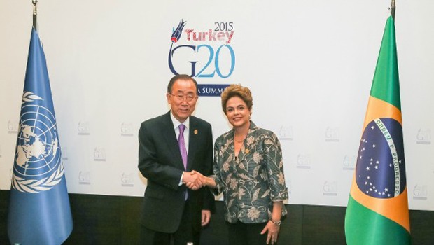 A presidente Dilma Rousseff durante encontro com o secretário-geral das Nações Unidas, Ban Ki-moon (Foto: Roberto Stuckert Filho/Presidência da República)
