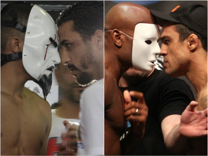 Encarada máscara Guilherme Rezende e Jonas Coelho  Anderson Silva e Vitor Belfort (Foto: Montagem)