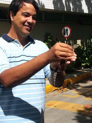 Jacaré foi encontrado dentro da sede da Prefeitura do Recife (Foto: Romero Albuquerque / acervo pessoal)