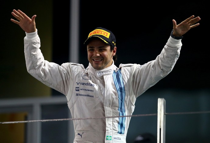 Felipe Massa celebra no pódio do GP de Abu Dhabi (Foto: Getty Images)