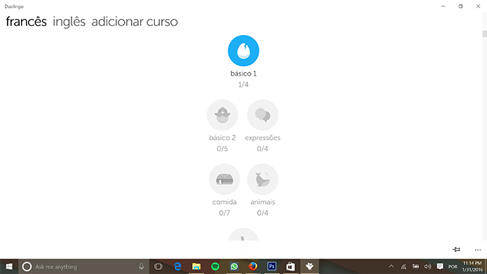 Duolingo é um aplicativo para Windows que ajuda usuários a aprender idiomas (Foto: Reprodução/Elson de Souza)