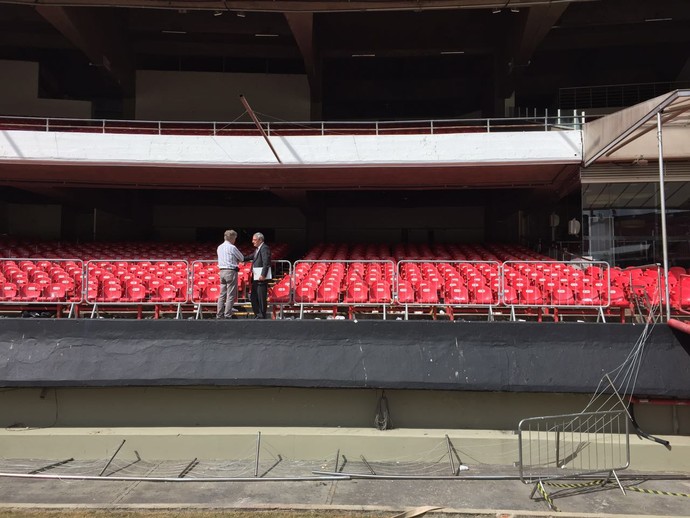 Coronel Marcos Marinho participa de vistoria no Morumbi (Foto: Cassio Barco)