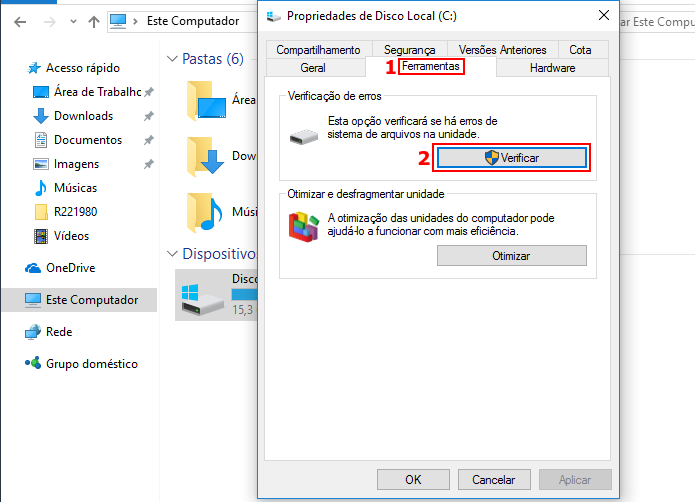 Iniciando a ferramenta de verificação de disco do Windows (Foto: Reprodução/Edivaldo Brito)